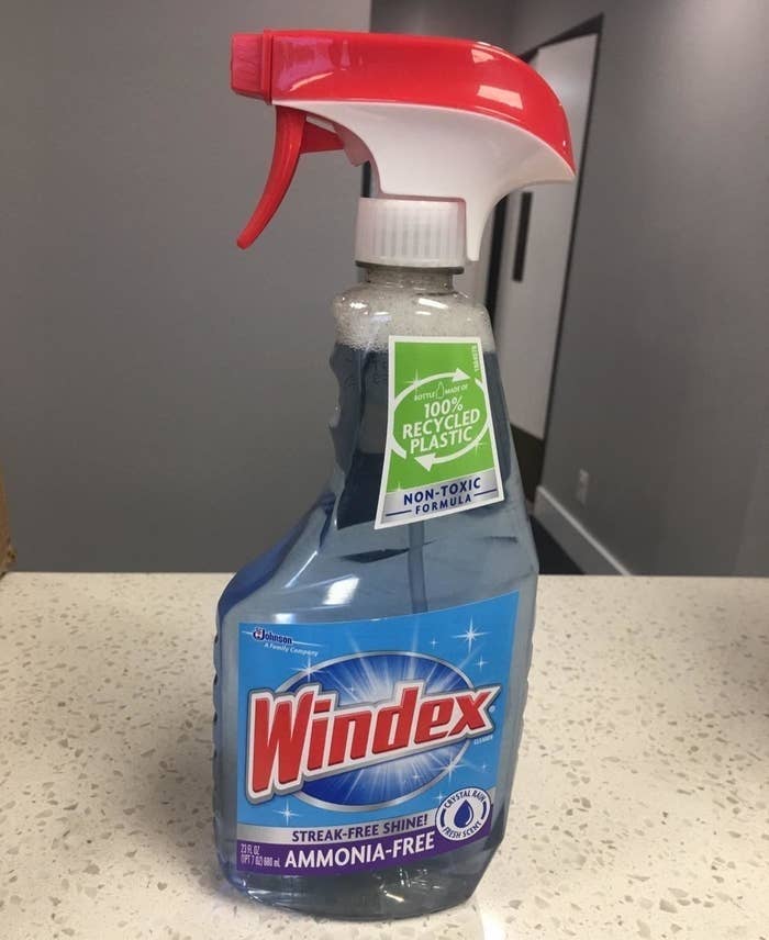 reviewer&#x27;s spray bottle of Windex 