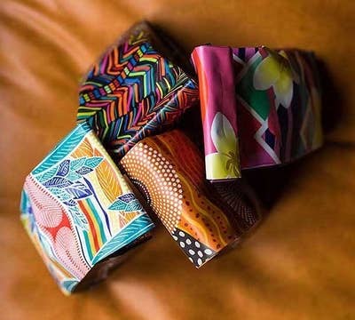 four colorful bags of coffee