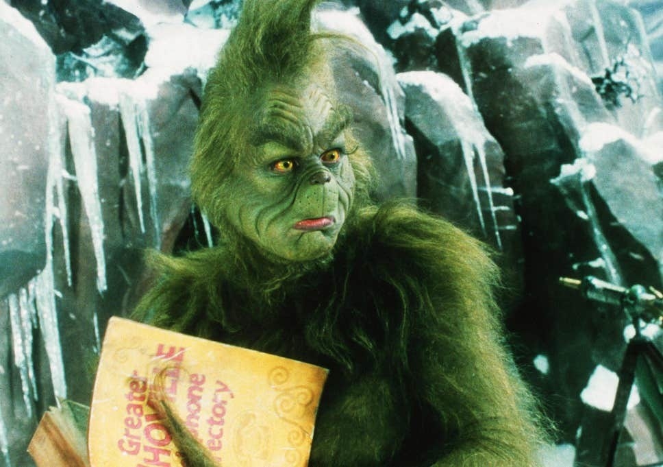 the grinch holding the whoville telephone directory