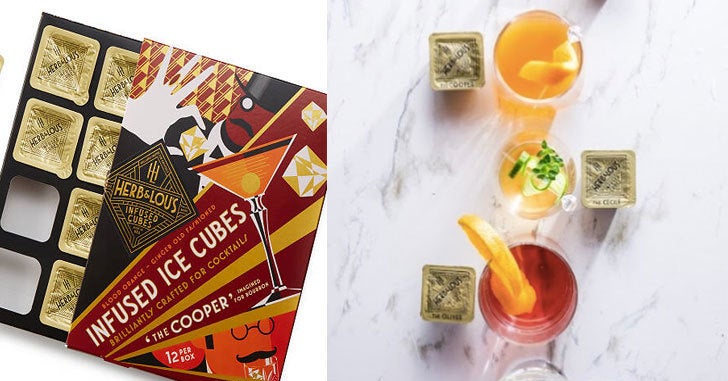 Herb & Lou's Infused Cocktail Ice Cubes - Pack of 12 - Blood Orange-Ginger