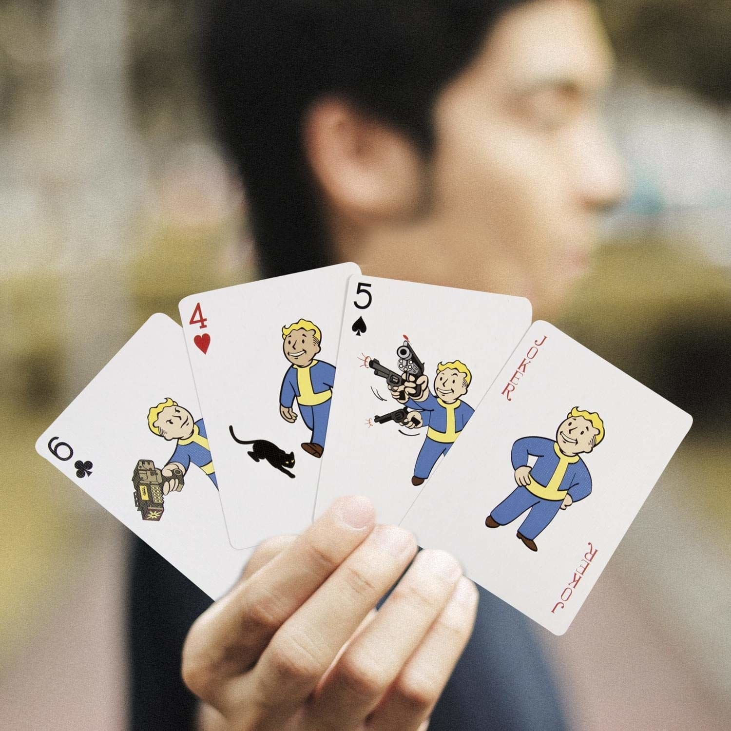 a spread of fallout themed playing cards