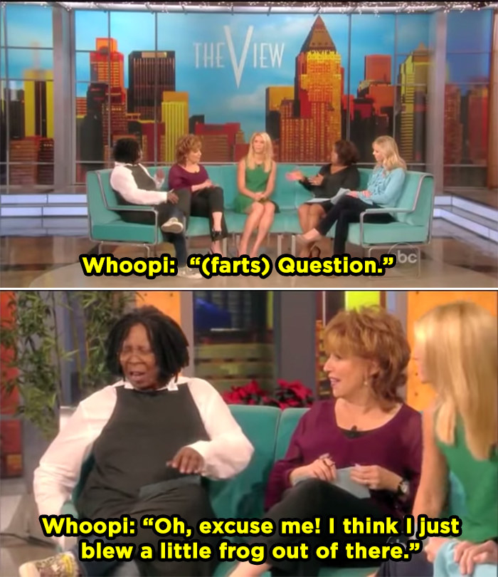 Whoopi farting on The View and excusing herself