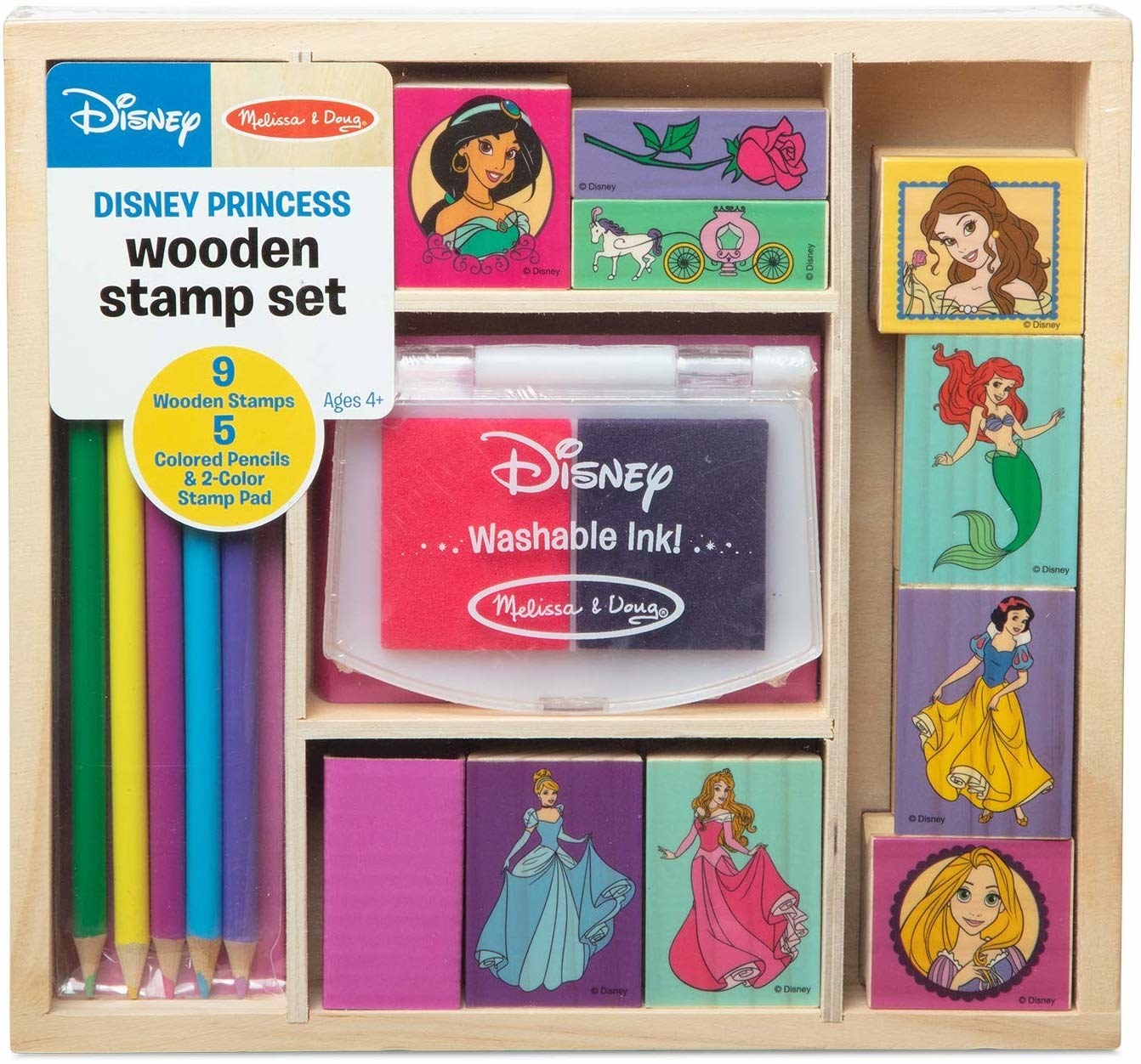  Melissa & Doug Wooden Stamp Set: Friendship - 9 Stamps, 5  Colored Pencils, and 2-Color Stamp Pad : Melissa & Doug: Toys & Games