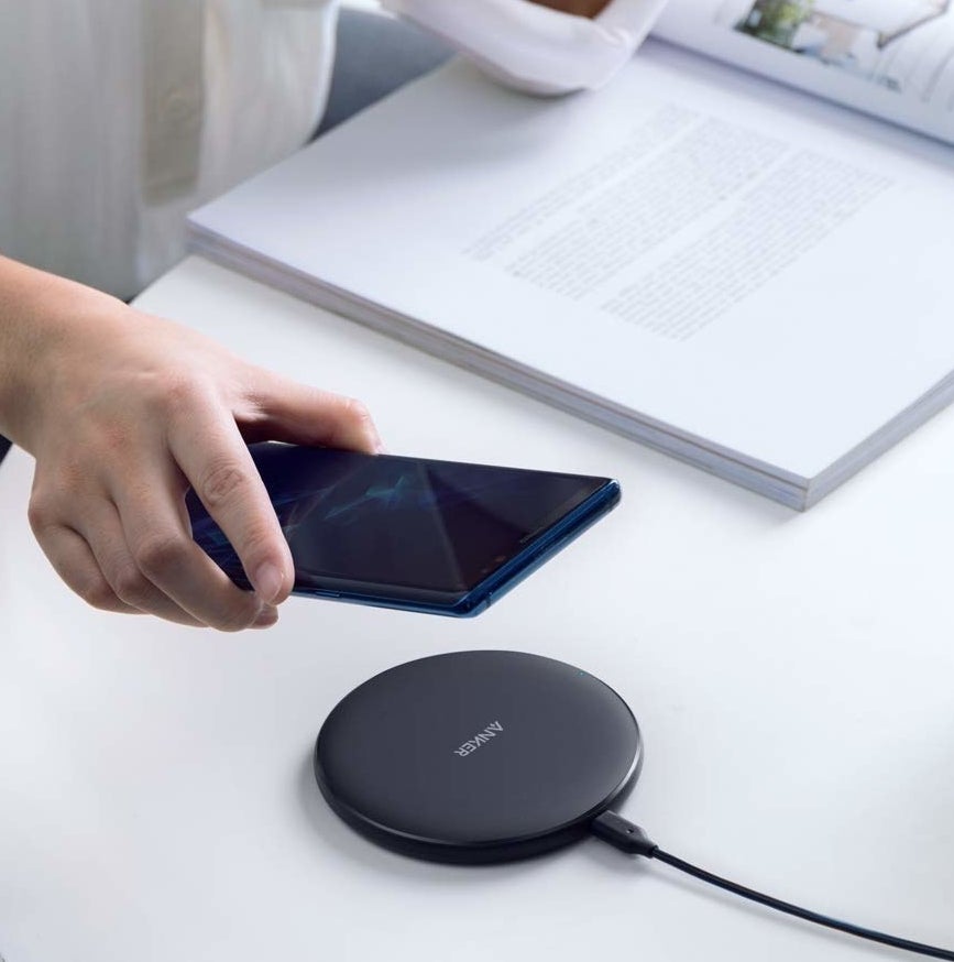 the circular black Anker charger