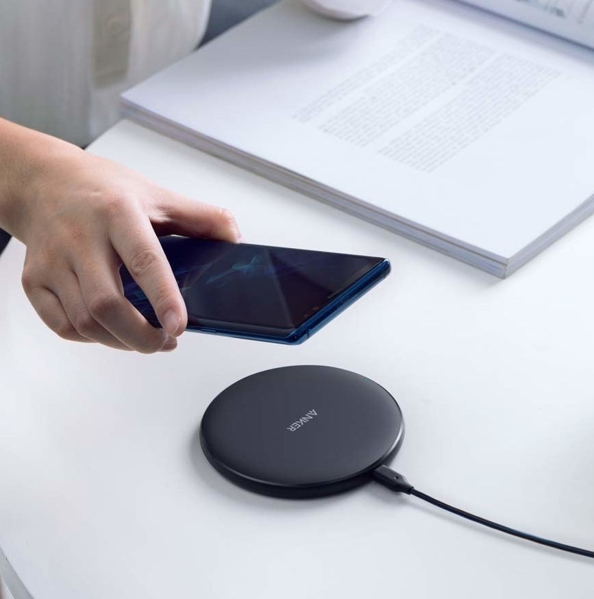 the circular black Anker charger