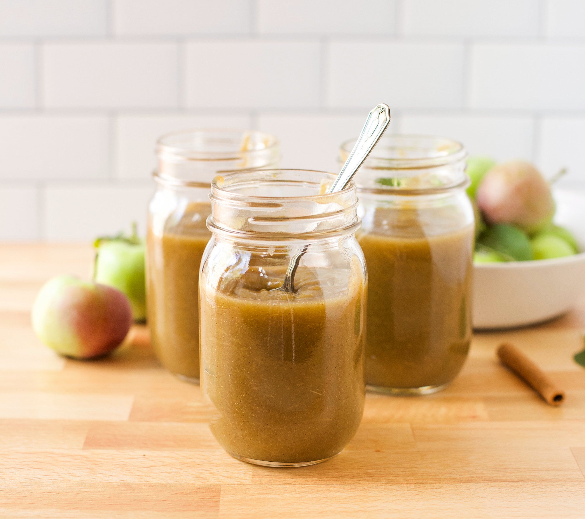 mason jar filled with apple butter
