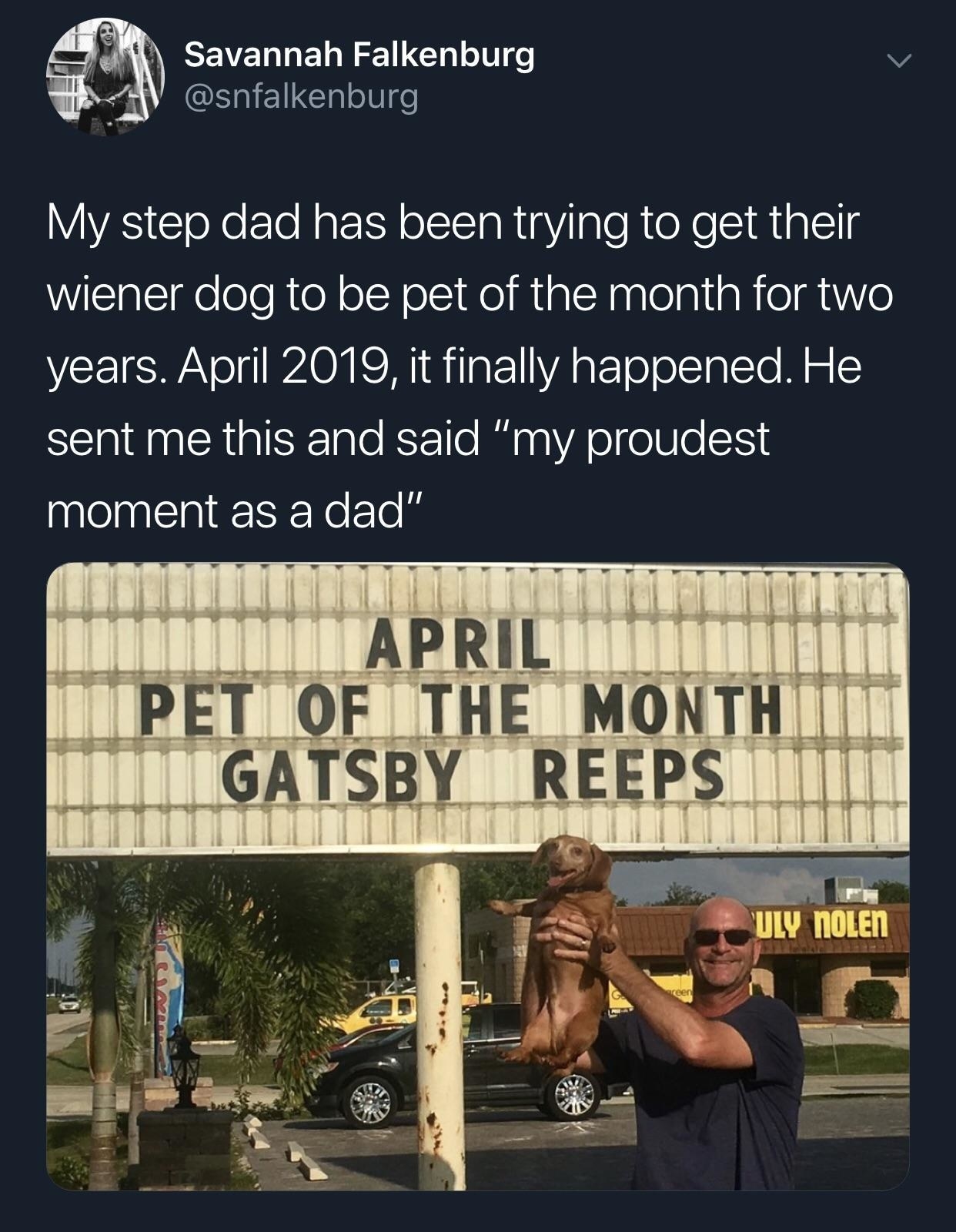 dad winning weiner dog of the month
