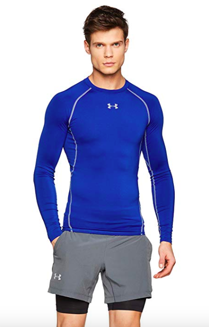 A person wearing the compression shirt and looking into the camera