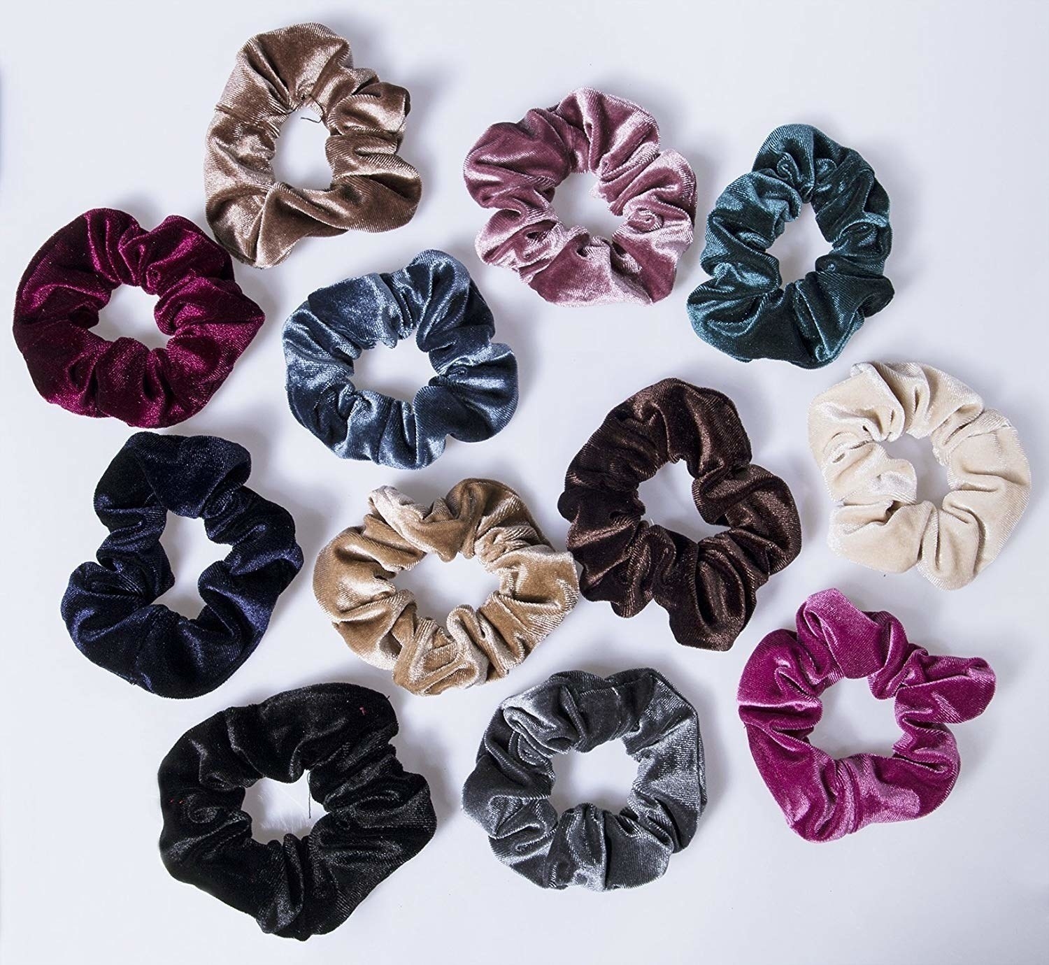 the collection of multi-colored scrunchies 