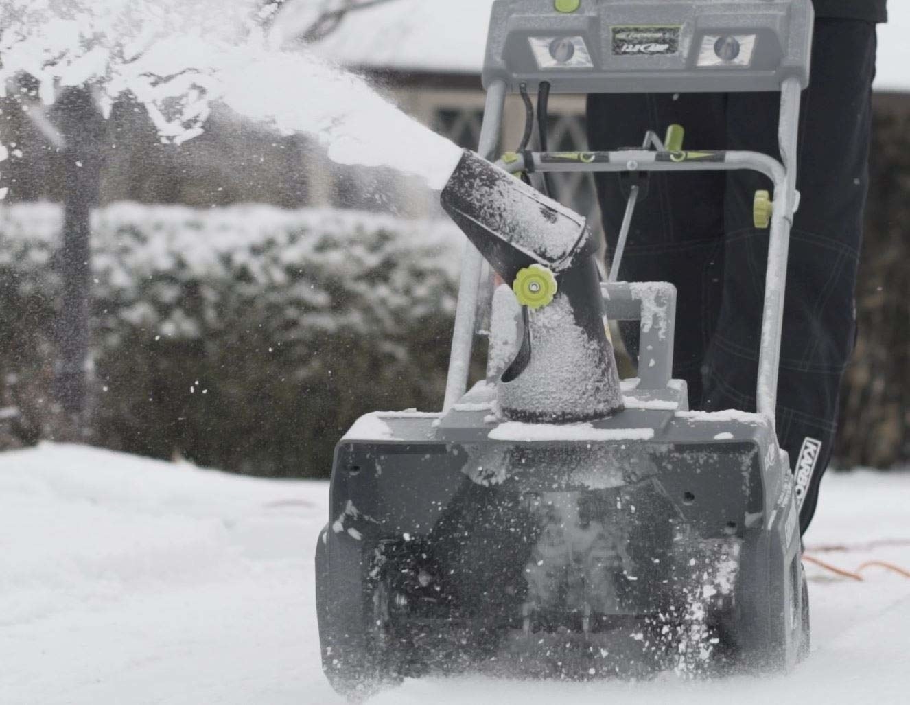 Large snowblower in use 