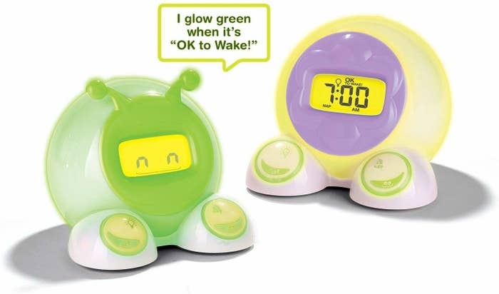 alarm clocks that say &quot;I glow green when it&#x27;s ok to wake!&quot;