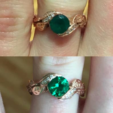 clouded emerald stone ring and then clearer ring