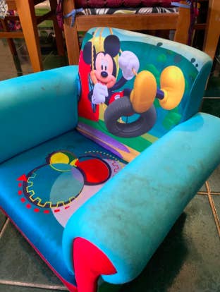 kid's chair with tons of stains