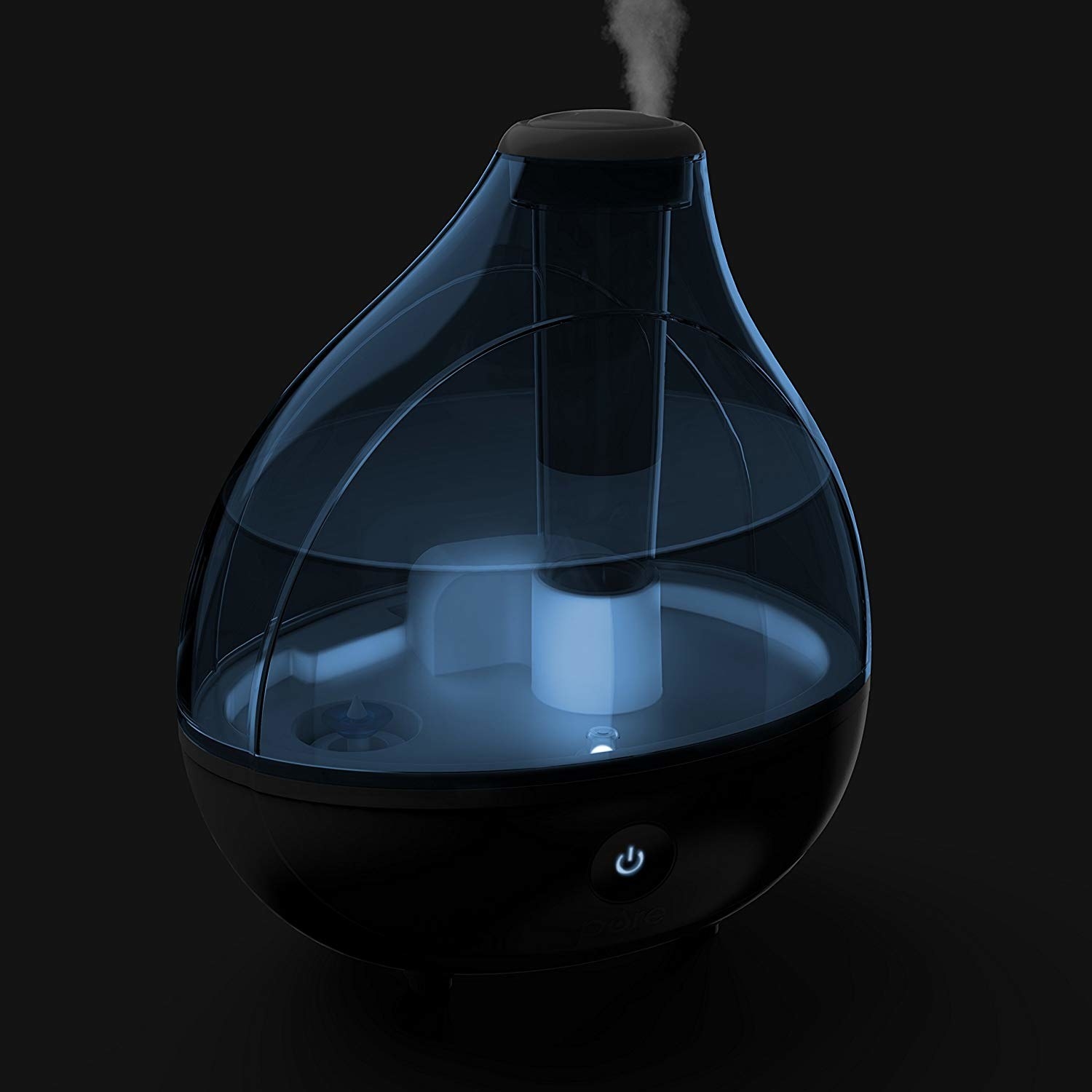 Teardrop shaped clear diffuser with black details 