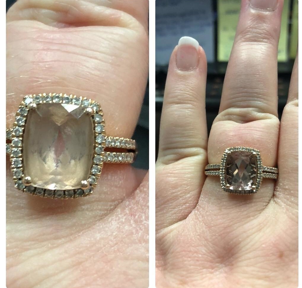 before: ring with cloudy stone  after: clean sparkly ring