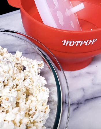 Reviewer photo of a close up of the bowl and another bowl of popcorn next to it
