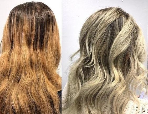 reviewer before and after photo using shampoo 