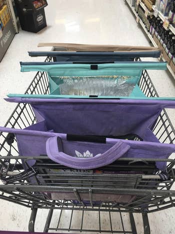 Four bags open across grocery cart