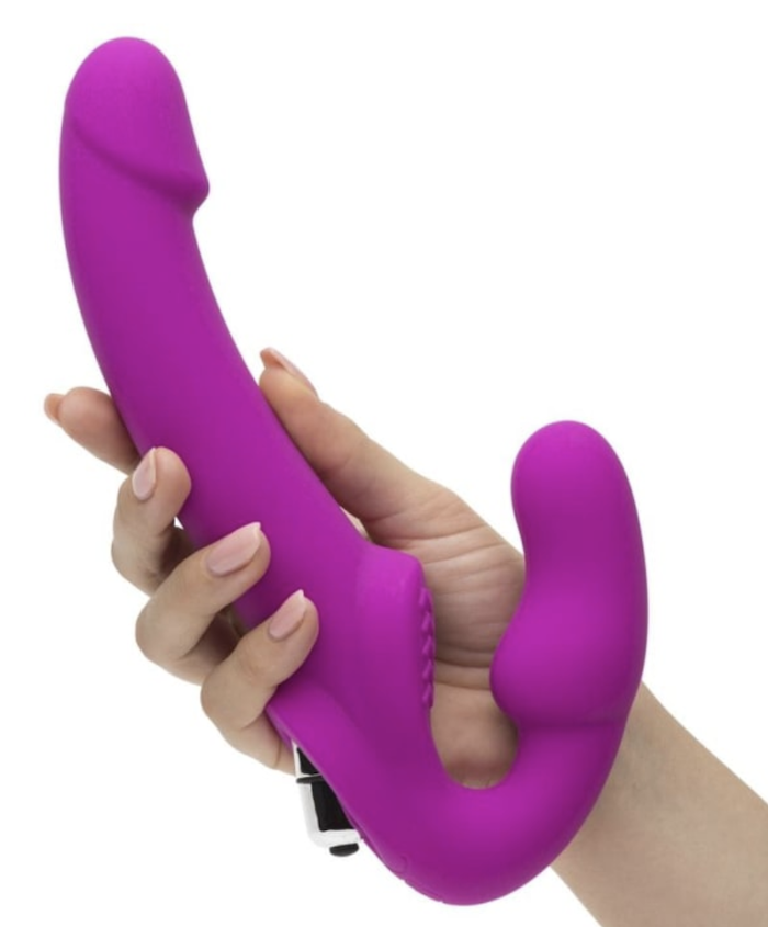 An L-shaped strap on with the bottom of the &quot;L&quot; part curving up just a bit more to fit inside of a vagina.