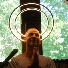 Reviewer with both circle lights above head to look like halo 