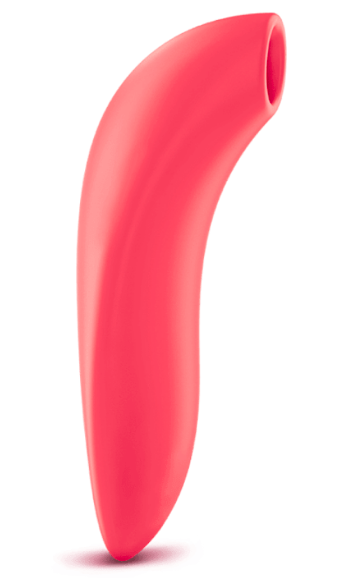 This is a long, curved toy that has a hole at the very top which you would put over your clitoris for the suctioning feeling.
