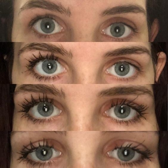 reviewer image showing before and after using mascara