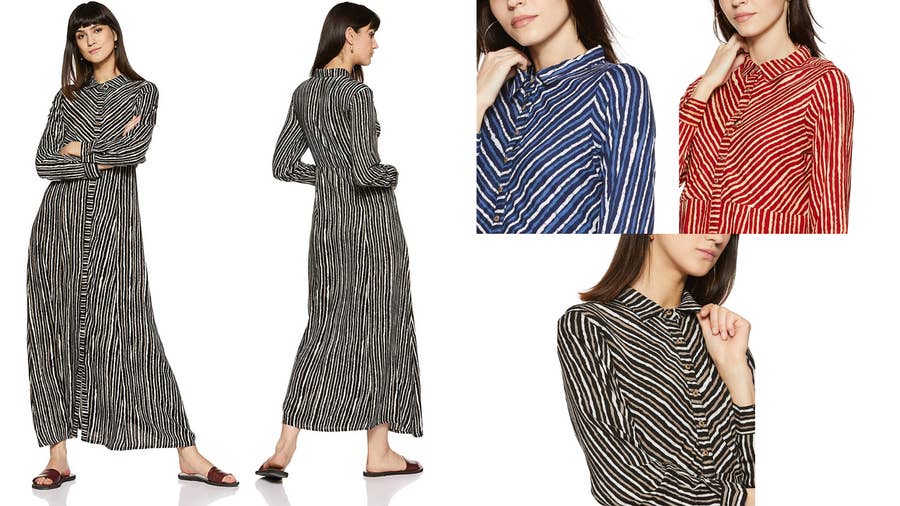 Women’s Printed Long Sleeves 100% Cotton Kurti Tunic tops – 1033-L 