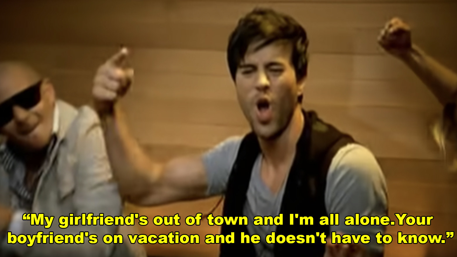 "My girlfriend's out of town and I'm all alone. Your boyfriend's on vacation and he doesn't have to know."