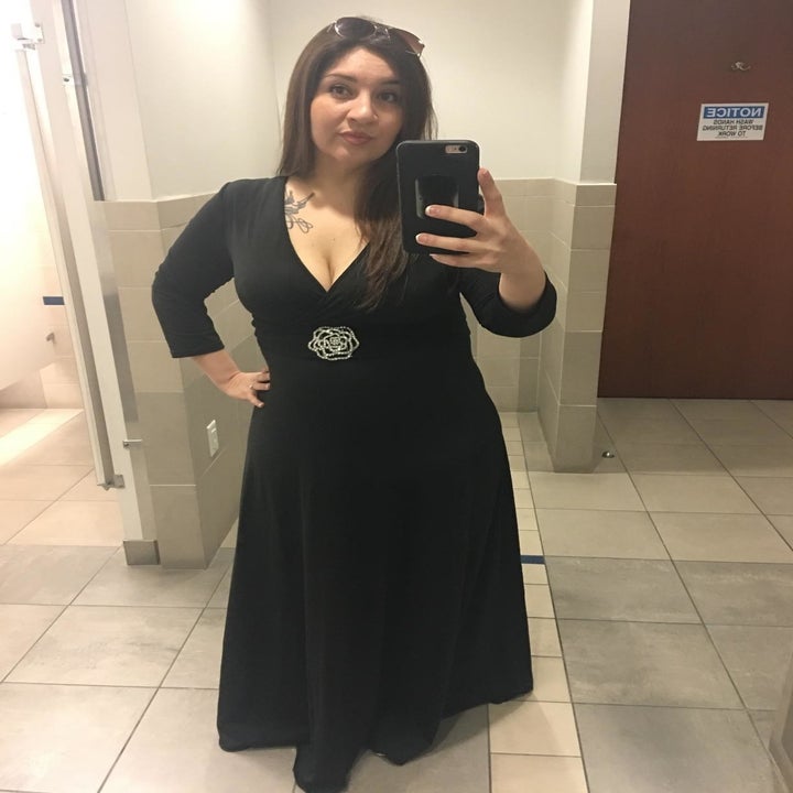 another reviewer wears the dress in black
