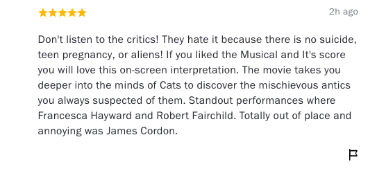 cats movie reviews funny