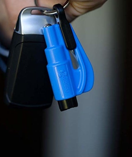 The small blue tool on a car keyring
