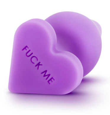 the purple butt plug with a heart-shaped flared base