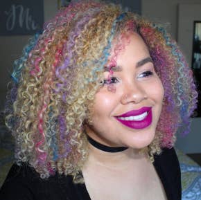 reviewer with rainbow hair 