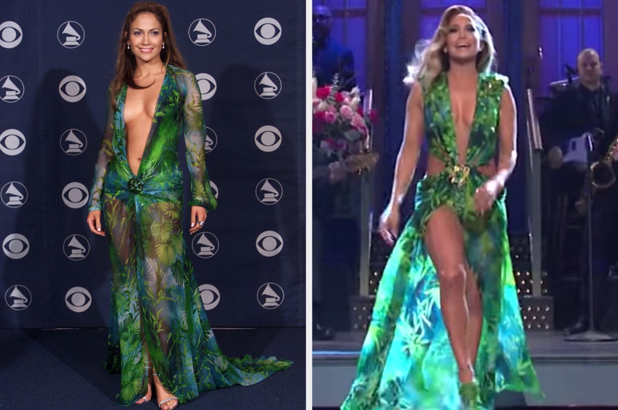 jlo green dress snl J.Lo Rocked Her Iconic Versace On “SNL” jlo green dress google images