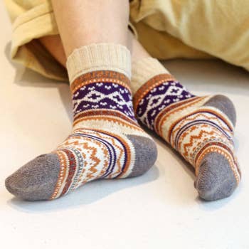 A person wearing the socks