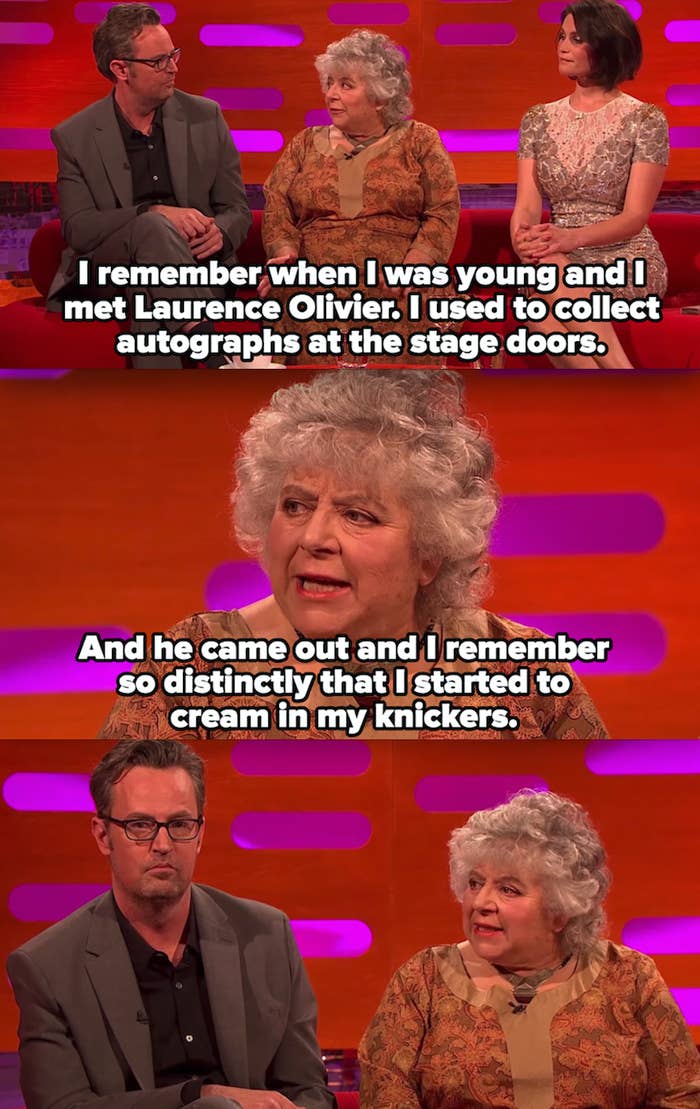 Miriam Margolyes saying Laurence Olivier made her "cream in her knickers"