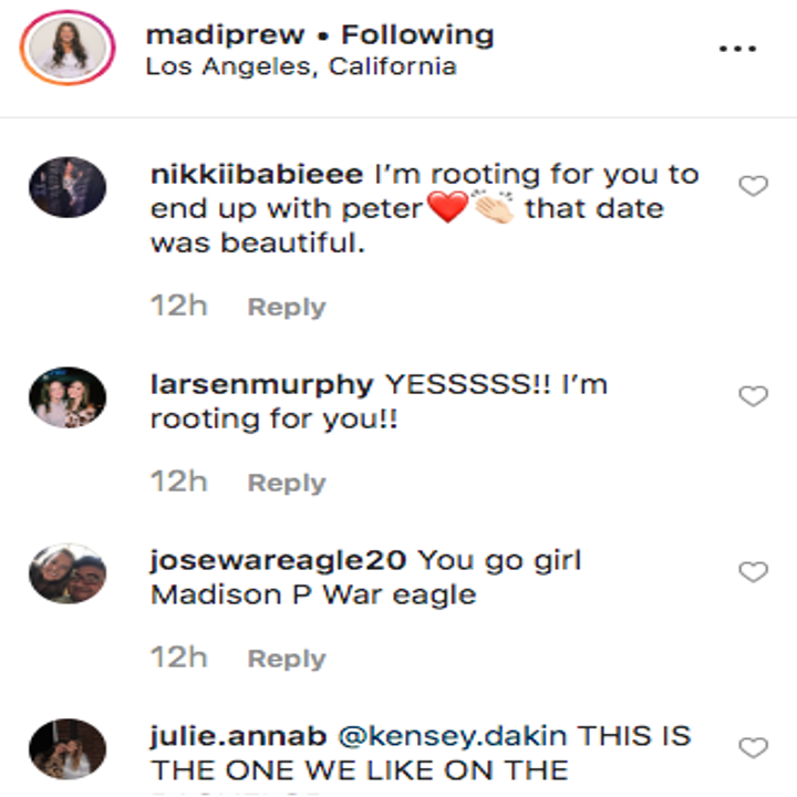 Madison Prewett From The Bachelor Caught Leaving A Comment On