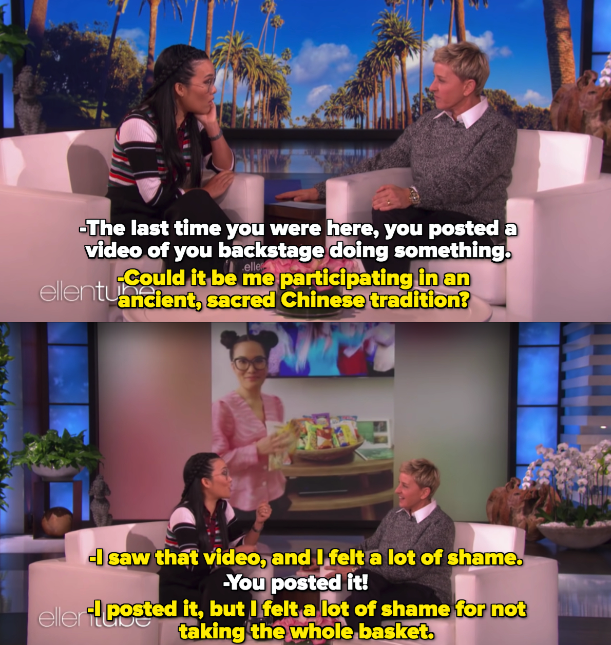 Ali Wong saying she wished she stole the whole snack basket