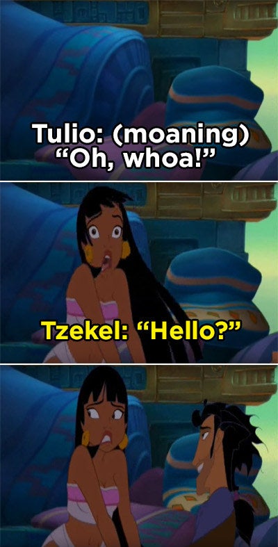 Tulio and Chel on the floor making suggestive noises