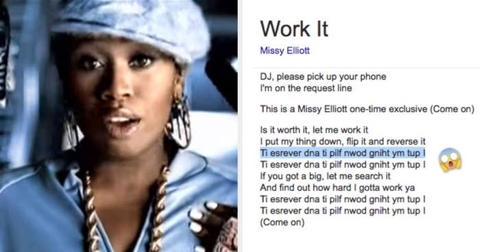 Missy Elliott in the &quot;Work It&quot; music video; lyrics to Elliott&#x27;s &quot;Work It&quot;