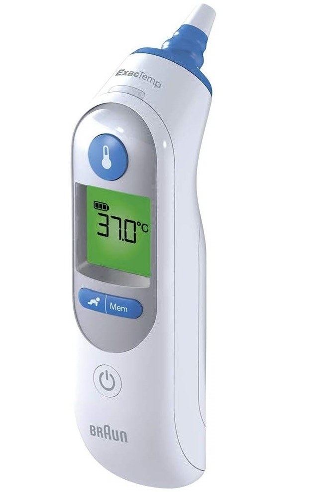 A thermometer with a small screen on the back