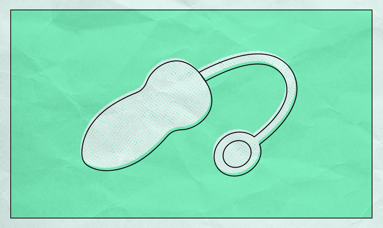 An illustration of an egg-shaped toy with a flared base and pull cord with loop