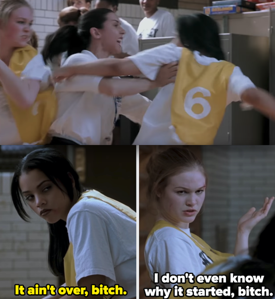 Julia Stiles and Bianca Lawson in &quot;Save the Last Dance,&quot; fighting in a gym