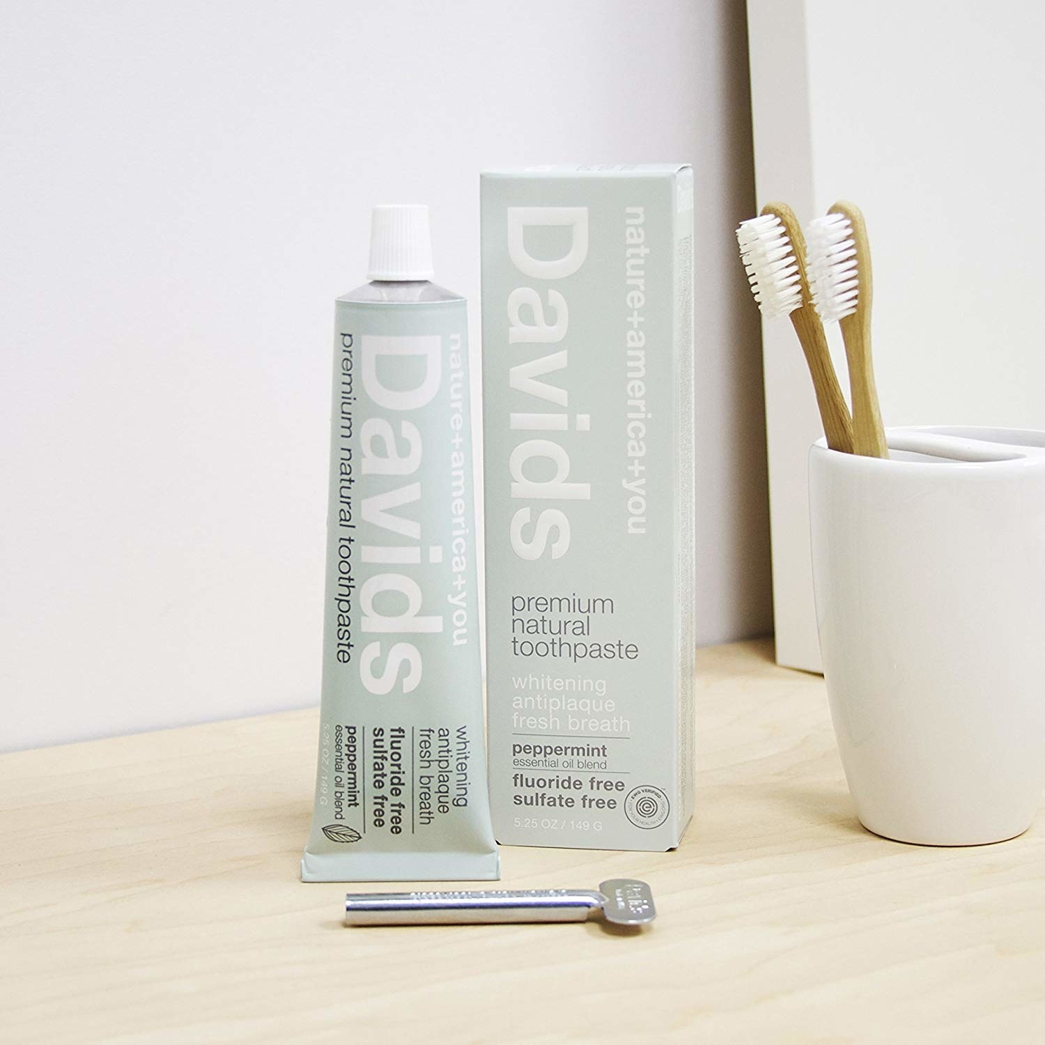 David&#x27;s premium natural toothpaste with tube roller 