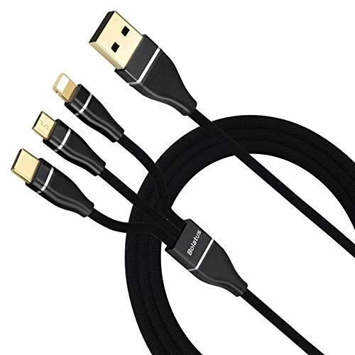 A 3-in-1 charging cable in black.