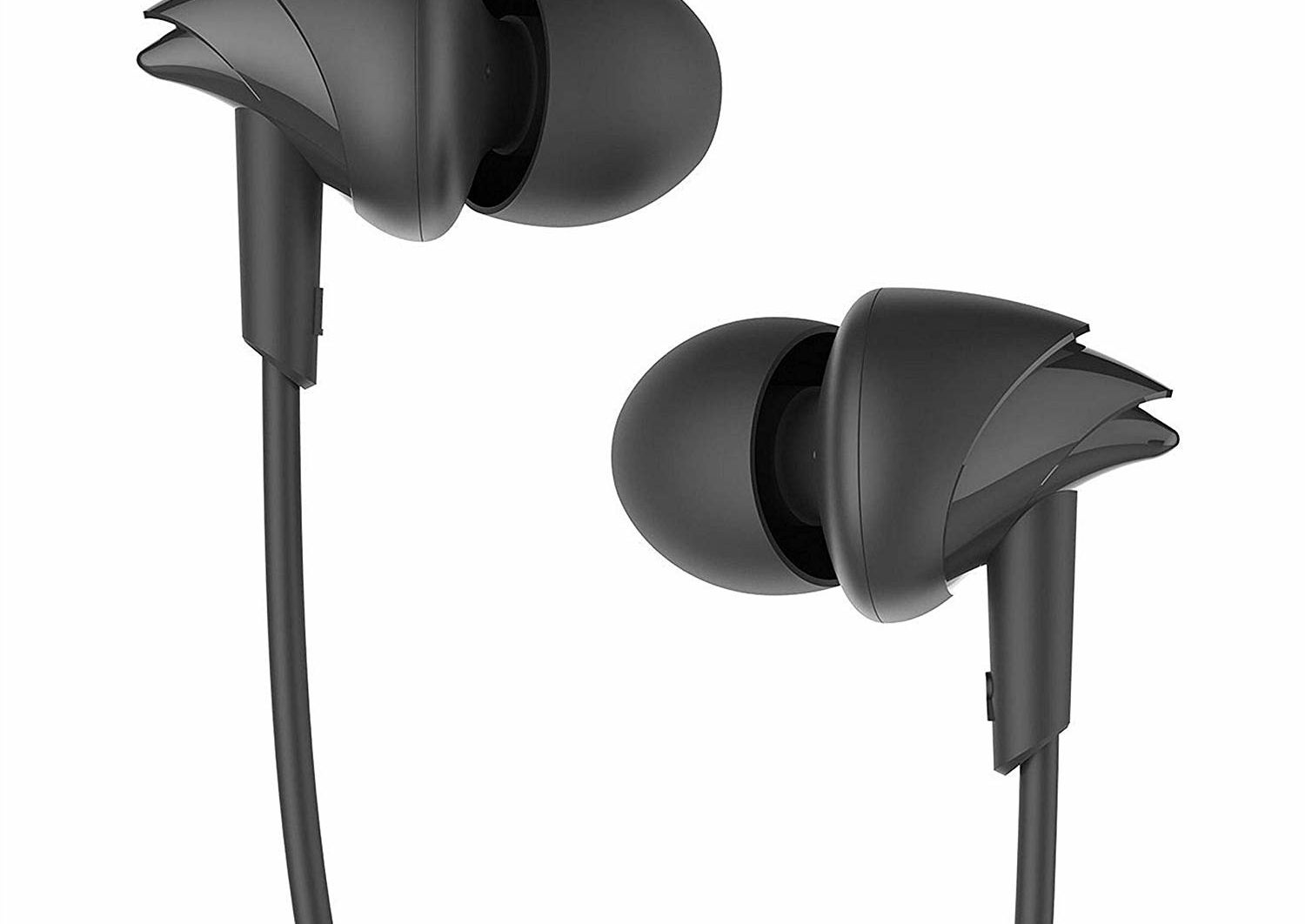 A pair of boAt earphones in black.