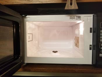 Same microwave after being cleaned with Angry Mama device