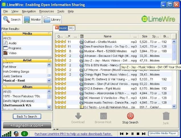 limewire download screen