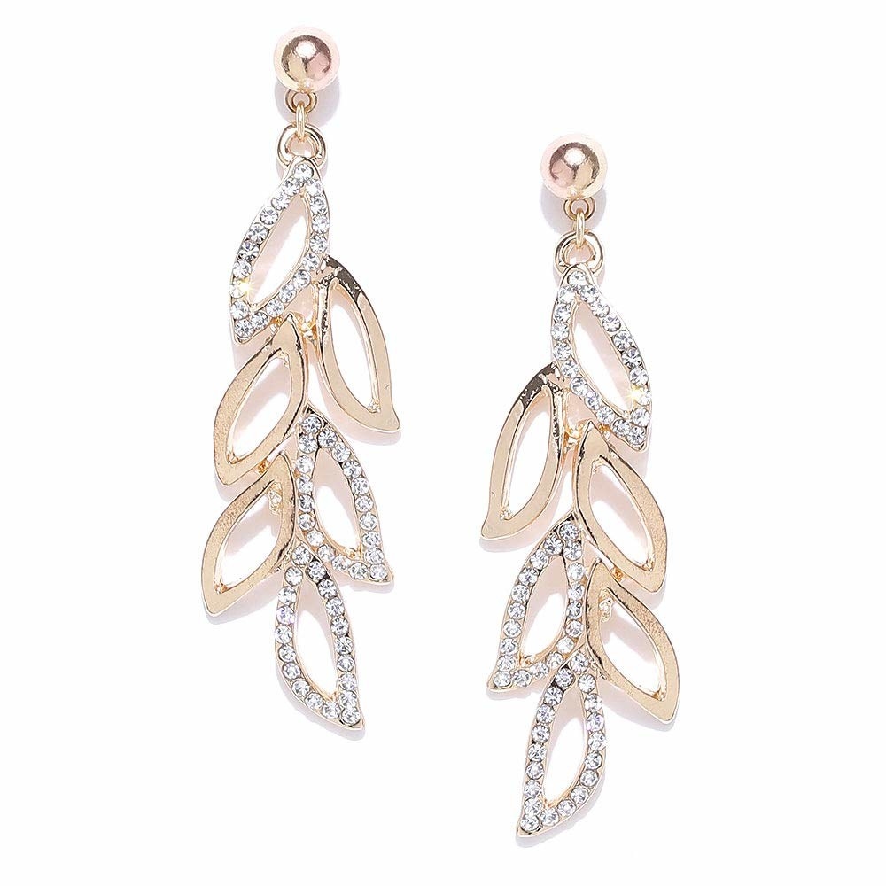 A pair of gold and diamond drop earrings 