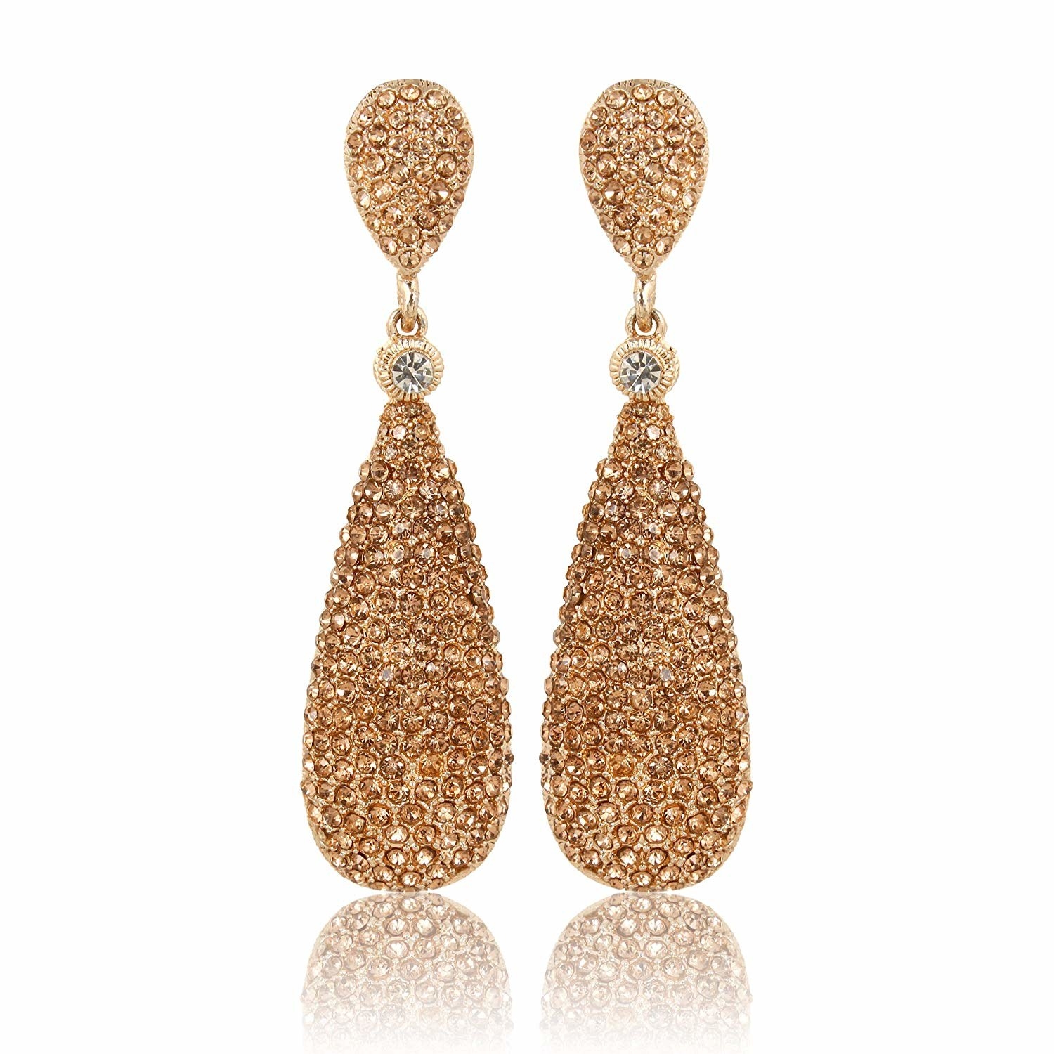 A pair of glittery golden drop earrings 